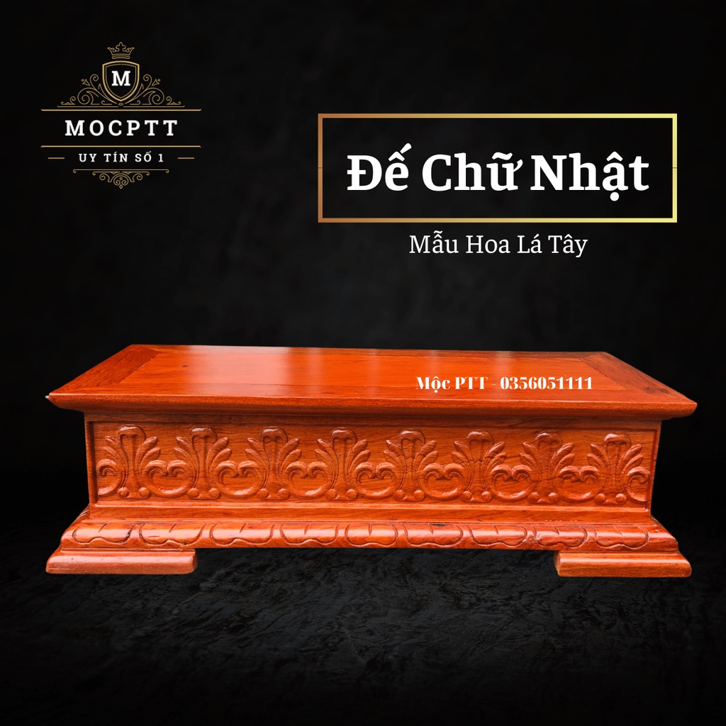 Đế Chữ Nhật gỗ Hương Đá kích thước 50 x 23 x 14 Cm kê tượng gỗ , đồ trang trí