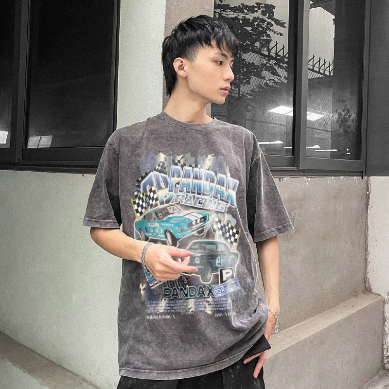 Áo thun racing tay lỡ PANDAX car , basic tee local brand unisex , áo phông oversize form rộng nam nữ premium cotton 100%