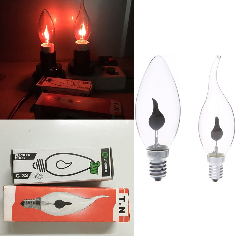 Đèn E14 3W Edison hình ngọn nến kiểu retro dùng để trang trí