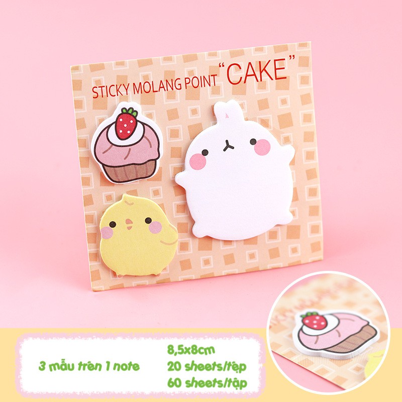 Z0290 (restock) Giấy Note Ghi Chú Thỏ Molang 3in1 Ngộ Nghĩnh Bukao