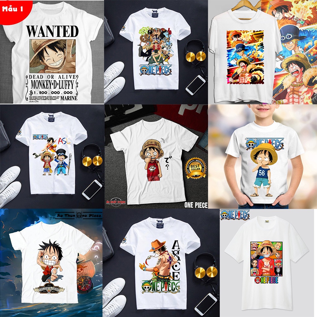 Áo One Piece [Đủ Size] Áo Thun in hình Luffy Zoro Ace One Piece Màu Trắng Cực Đẹp Vải Cotton | BigBuy360 - bigbuy360.vn