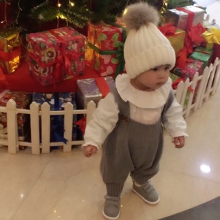 Combo yếm len  + áo bèo so cute cho bé gái, yếm len 02 màu tuỳ chọn xám hoặc hồng