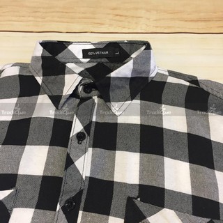 Áo Sơ Mi Flannel Caro Trắng Đen