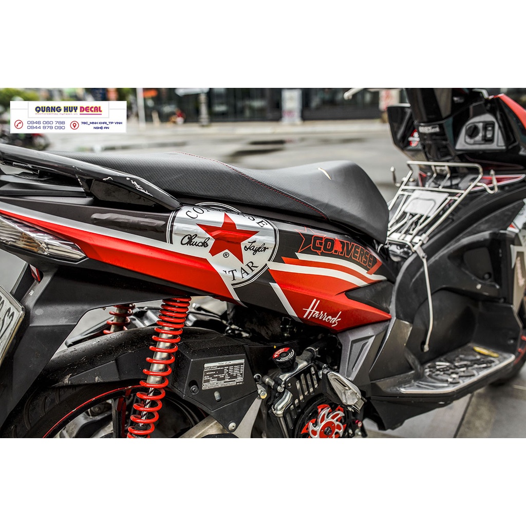 Tem xe air blade đỏ đen, tem trùm xe air blade, tem xe ab, tem dán xe máy ab đỏ đen