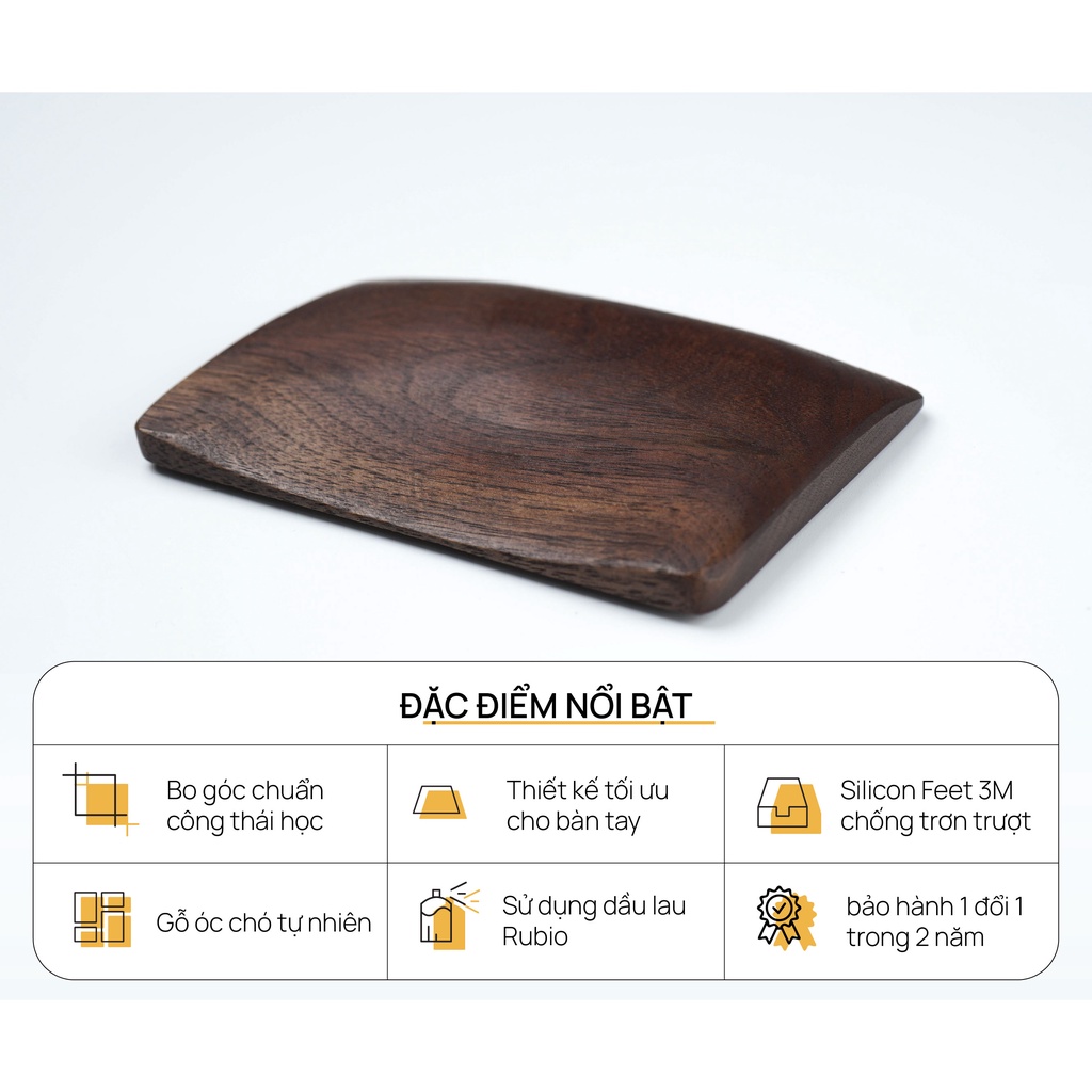 Kê tay chuột gỗ Óc Chó HyperWork cao cấp