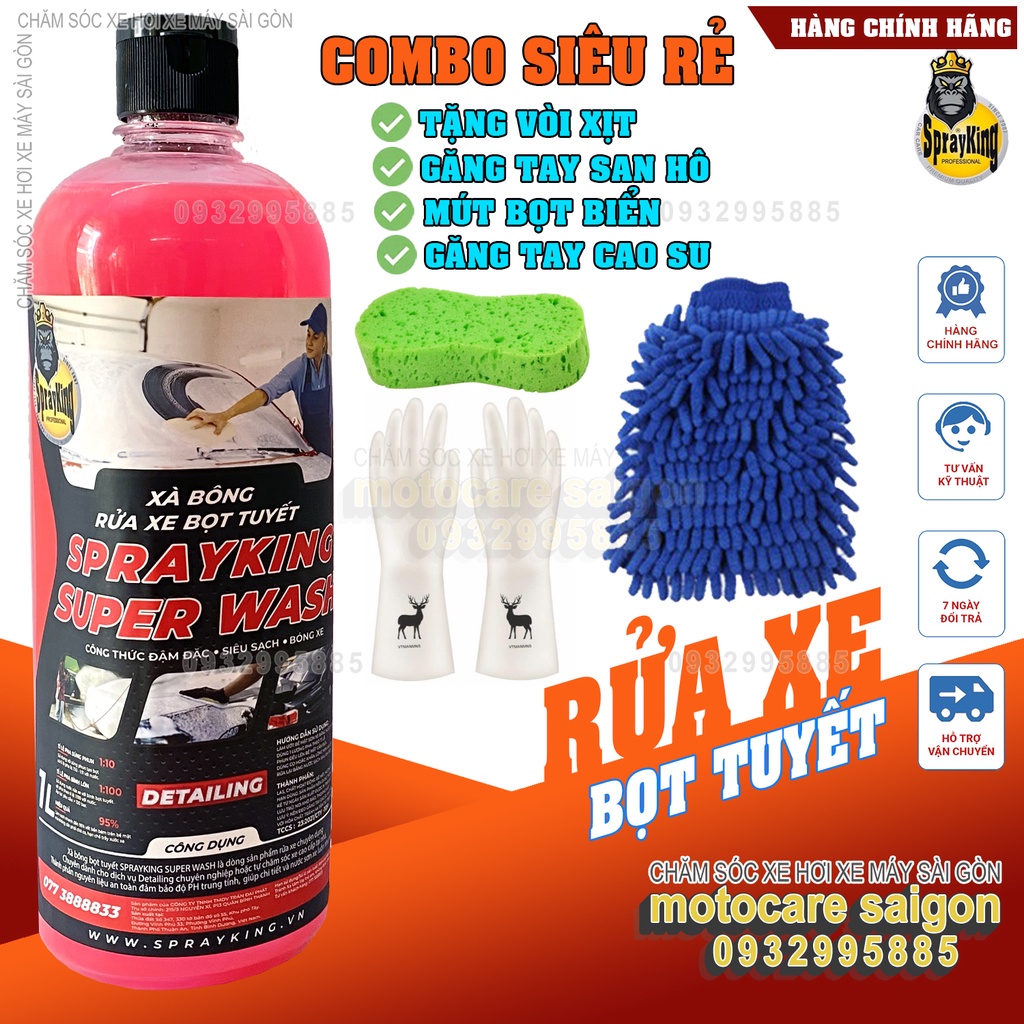 Nước rửa xe xà bông bọt tuyết Sprayking Super wash 1L