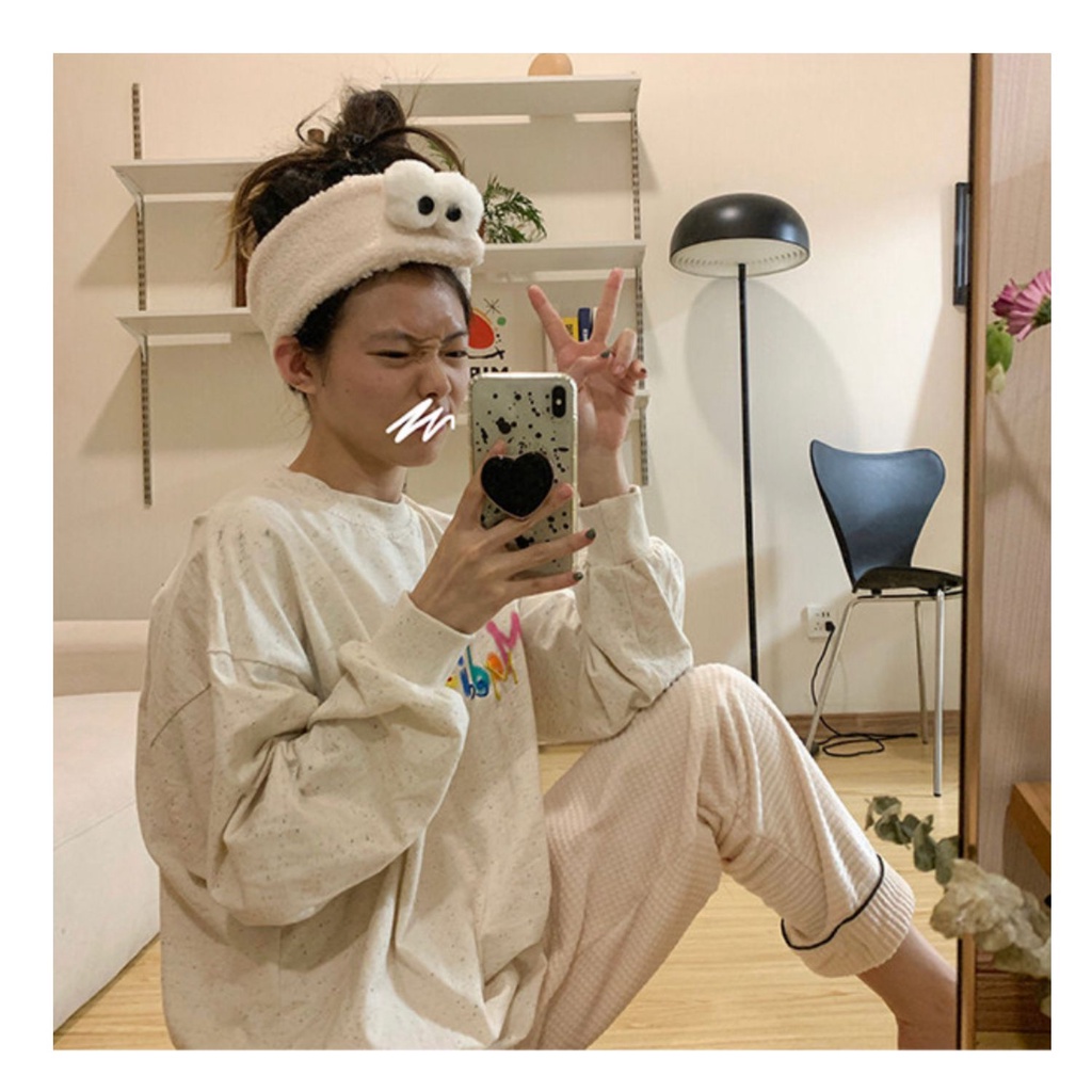 Băng Đô Cài Tóc Rửa Mặt Bằng Vải Lông Cừu Khóa Dán Có Thể Điều Chỉnh Hình Sesame Street Dễ Thương Cho Nữ