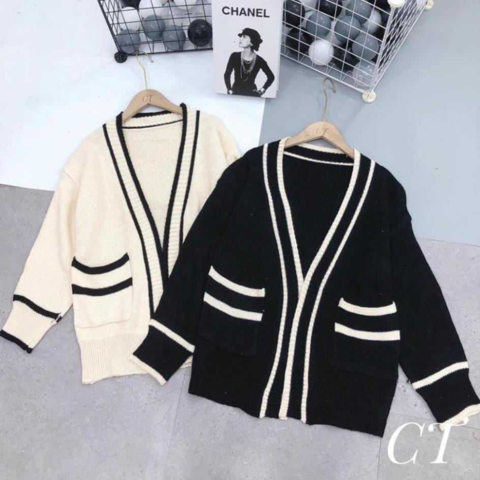 Áo khoác len cardigan LATO, Áo Cadigan Nữ Thu Đông Khoát Ngoài Viền Đen Trắng Hàng Quảng Châu Cao Cấp Đẹp | BigBuy360 - bigbuy360.vn
