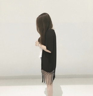 Kimono Tua Rua Dây Đan (Trắng-Đen)