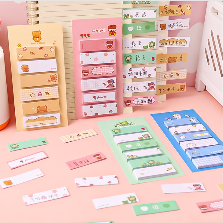 Set giấy nhớ, giấy note hình thú dạng chữ nhật siêu xinh BAG U NOTETHU078