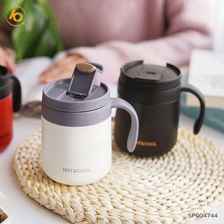 Cốc giữ nhiệt đựng Trà, Cafe có tay cầm chất liệu Inox 304 cao cấp kiểu káng Nhật Bản 350ml - SP004744