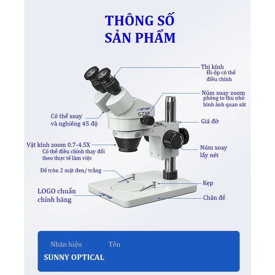 Kính hiển vi SZM-7045 SOPTOP chính hãng Sunny Optical Giá Rẻ Nhất