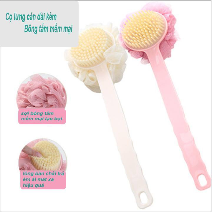 Cây Cọ Lưng Kèm Bông Tắm 2 Trong 1 Tiện Lợi Đa Năng