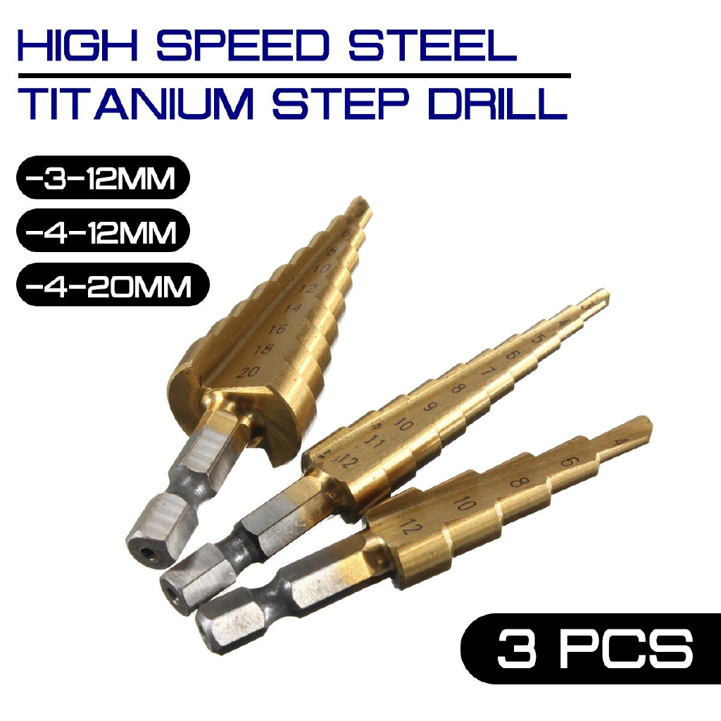 Bộ 3 Mũi Khoan Gỗ HSS 3-12mm 4-12mm 4-20mm HSS