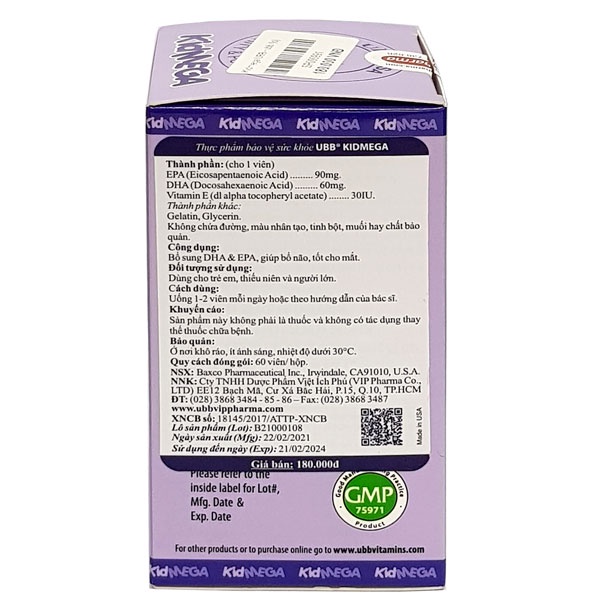 Kidmega UBBp- Hỗ trợ bổ sung vitamin và khoáng chất giúp trẻ phát triển trí não, giúp trẻ ăn ngon miệng