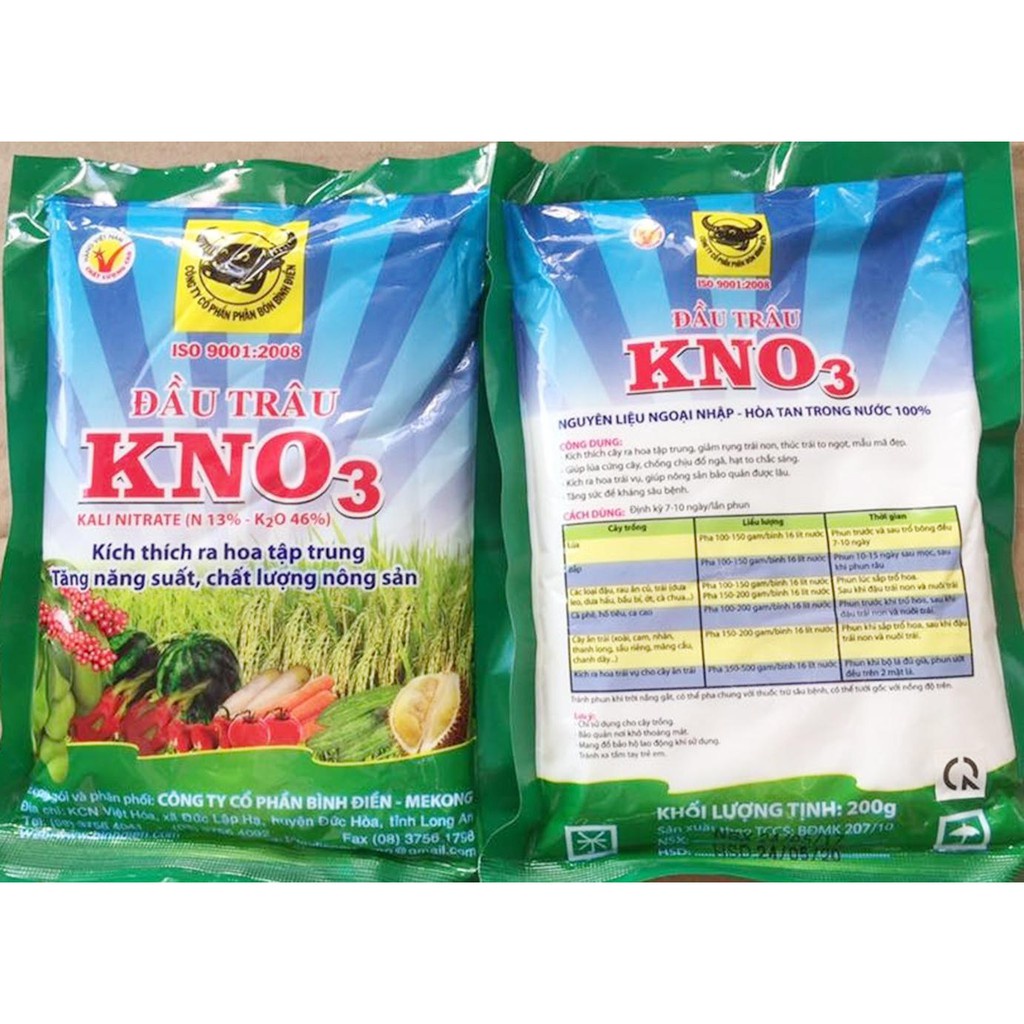 Phân bón đầu trâu Kali trắng cao cấp tăng năng suất và chất lượng nông sản Gói 200g