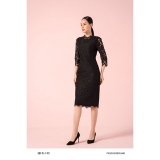 Đầm ren hoa đen thiết kế elise fw2010038dilabk