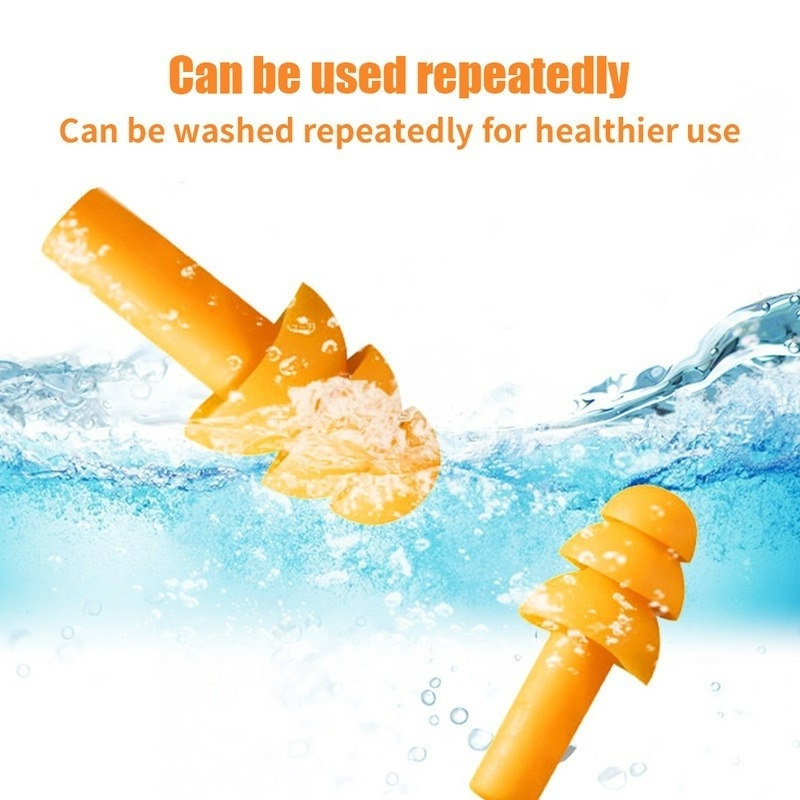 Nút Bịt Tai Bằng Silicone Mềm Chống Nước Giảm Tiếng Ồn Có Thể Tái Sử Dụng Kèm Dây Bảo Vệ