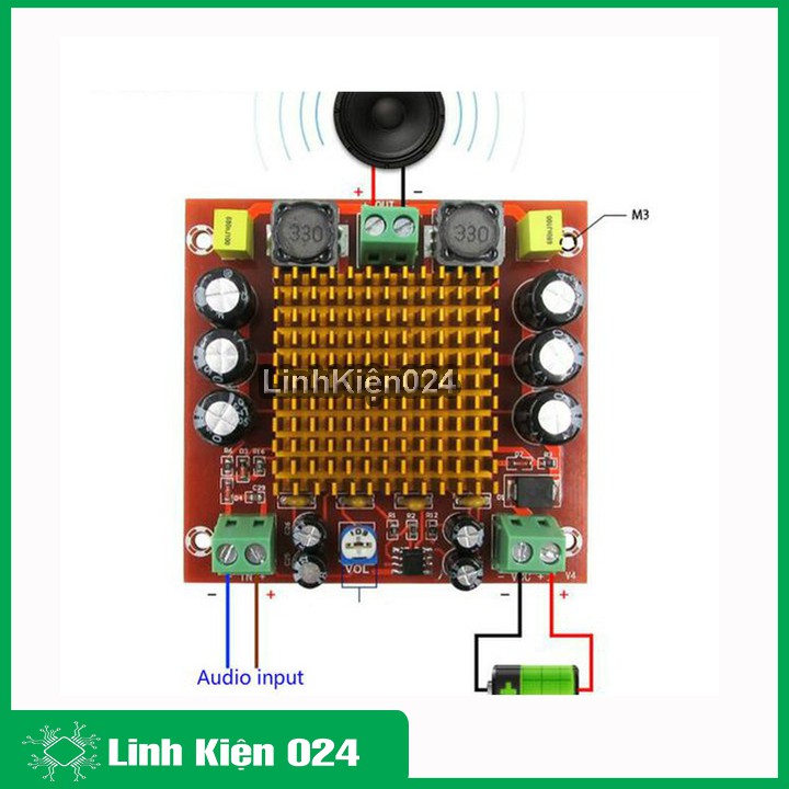 Module khuếch đại âm thanh Mono TPA3116 12-26VDC 150W V2