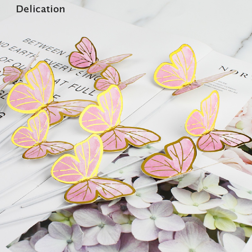 Set 10 Que Cắm Trang Trí Bánh Kem Hình Bướm