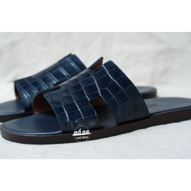 Dép Hermès nam da cá sấu . Tặng kèm 01 thắt lưng Hermes da epsom pháp