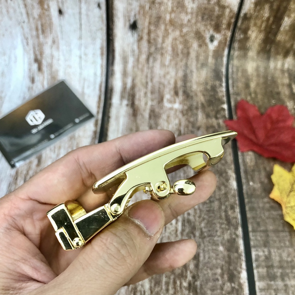 Mặt Dây Lưng Da Đà Điểu Khóa Tự Động, Đầu Khóa Thắt Lưng Da Đà Điểu Thật  - Bản 3.5 cm, 3 màu Đen, Nâu, Nâu Đỏ
