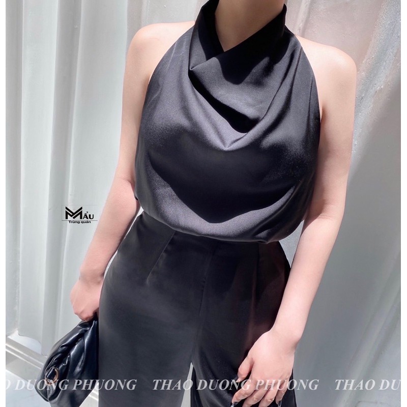 set lụa cổ đổ + quần suông
