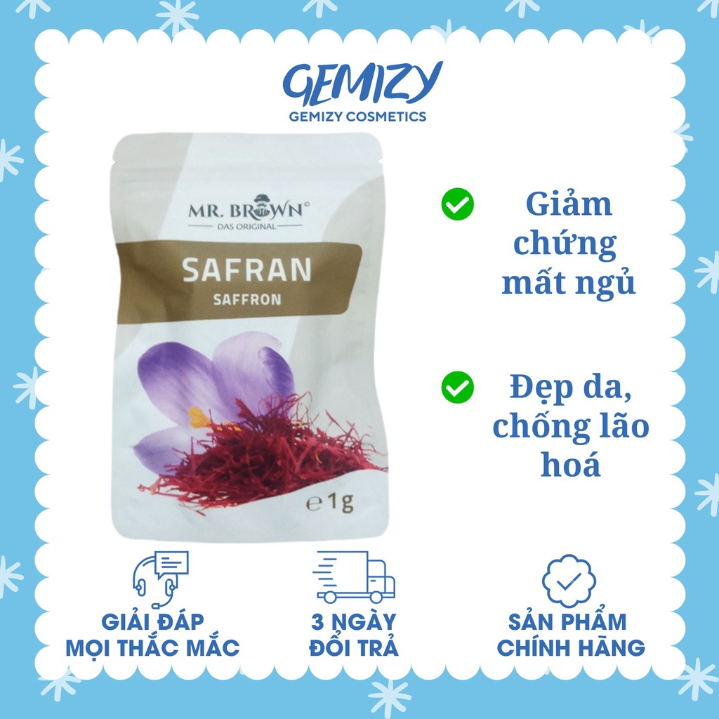 Nhuỵ hoa nghệ tây Saffron Mr. Brown Đức gói 1g, tốt cho sức khoẻ, đẹp da - Gemizy Shop