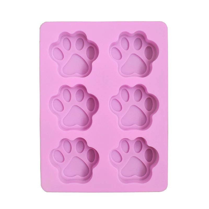 Khuôn tự làm bánh/xà phòng bằng silicon thiết kế dấu chân mèo 6 ngăn
