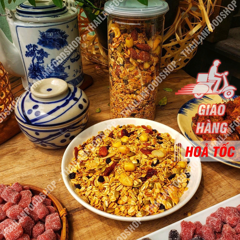 Granola Siêu Hạt Sấy Mật Ong - Ăn Kiêng Giảm Cân - Siêu Ngon - Lon 500Gram