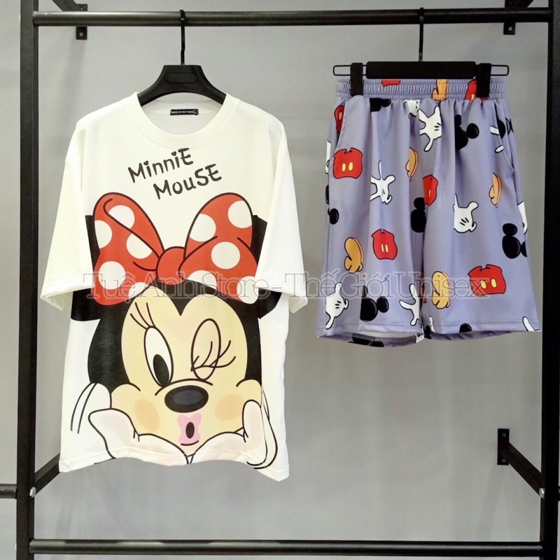 [Ảnh chụp thật] Set đồ bộ nữ đùi cartoon hoạt hình áo 3D + Quần lững TUEANHSTORE - Bộ mặc nhà Unisex Freesize 38-68kg