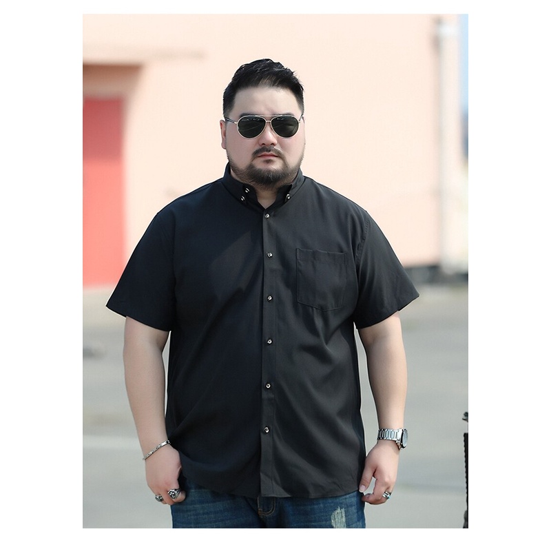 Áo Sơ Mi Tay Ngắn Màu Trơn Cỡ Lớn L-10XL Thời Trang Mùa Hè Cho Nam