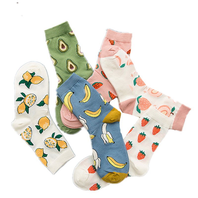 Vớ WAFNHA D278 cotton cổ cao in họa tiết đáng yêu dành cho học sinh