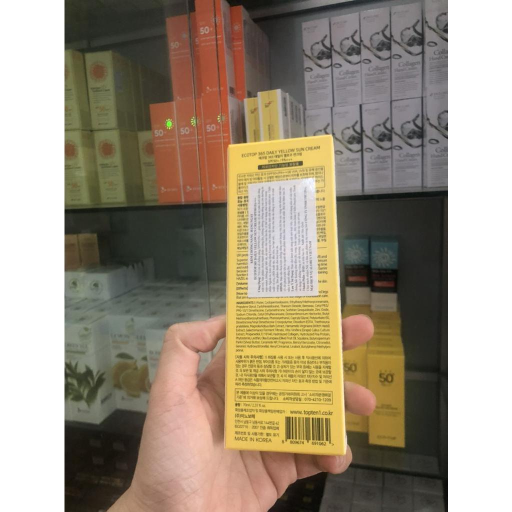 KEM CHỐNG NẮNG HẰNG NGÀY ECOTOP 365 DAILY YELLOW SUN CREAM SPF50+/PA+++ 70ML