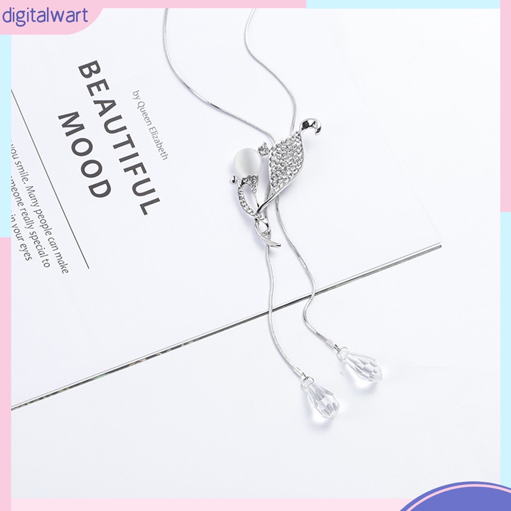 Dây chuyền dài mặt đá Opal đính đá quý nhân tạo sang trọng dành cho nữ