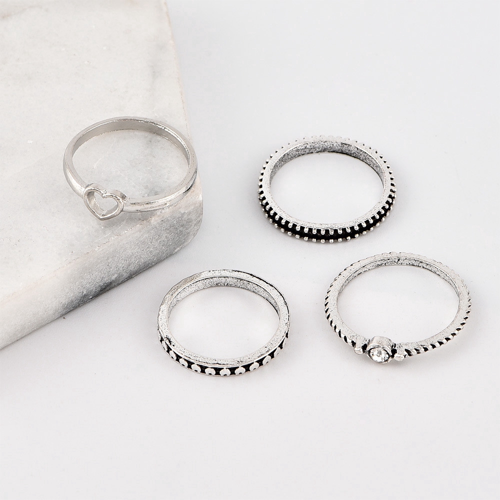 Set 4 Nhẫn Bạc Thời Trang Cho Nữ