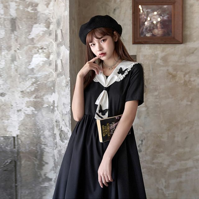 Váy cổ thủy thủ, phong cách lolita, váy babydoll xinh cho bạn nữ