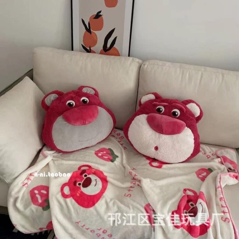 Gấu dạng tròn Lotso kèm chăn siêu yêu