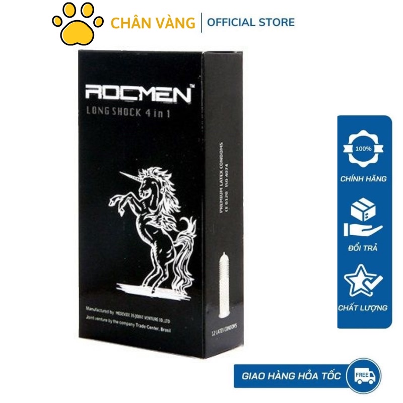 Bao Cao Su Gân Gai Kéo Dài Thời Gian ROCMEN Long Shock Hộp 12 Bao