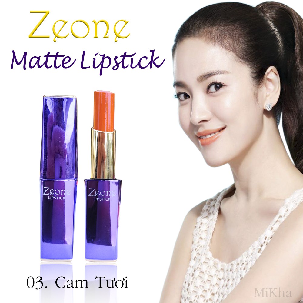 Son Lì Dưỡng Môi Zeone Tím Matte Lipstick - Màu 03 Cam Tươi