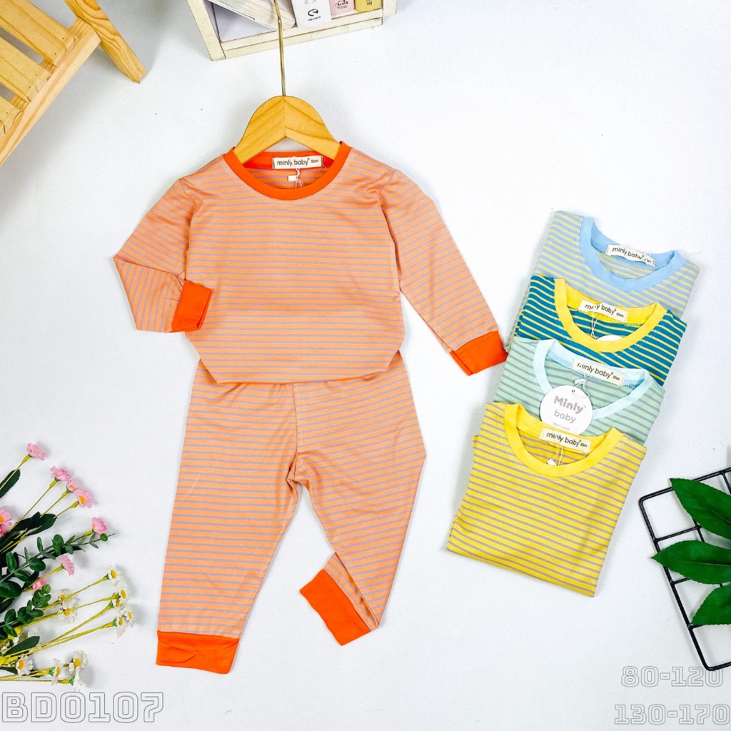 [BÉ 7-28KG] Bộ Dài Tay Bé Trai, Bé Gái Minlybaby - Hàng Chính Hãng Cao Cấp, Vải Visco Sọc Dệt - BD0107