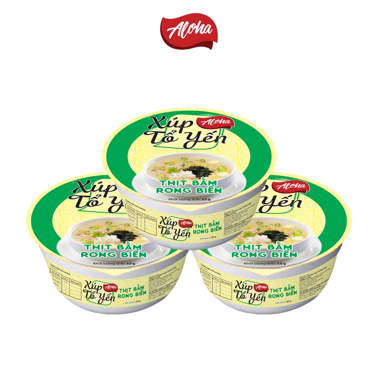 - Xúp Tổ yến Thịt bằm Rong biển Aloha ăn liền – Tô 55gr