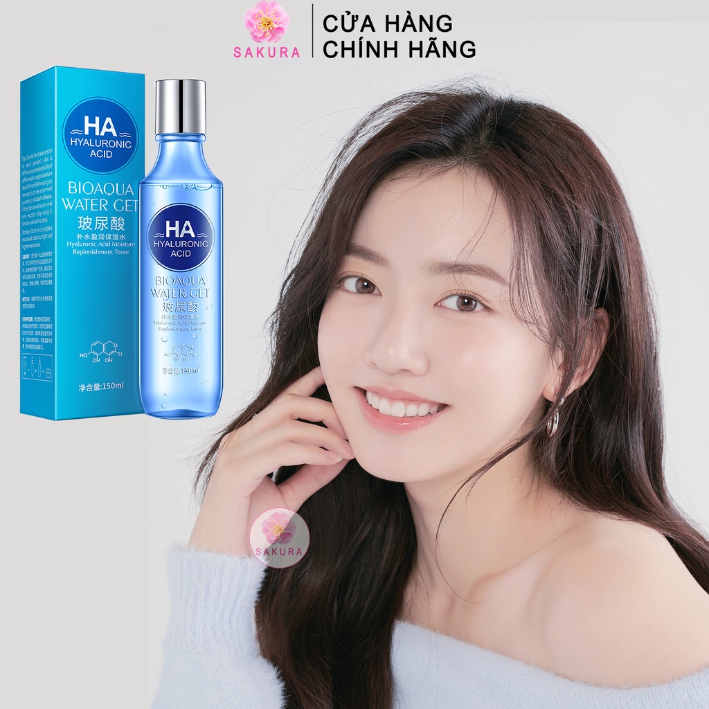 Nước hoa hồng Toner dưỡng ẩm HA BIOAQUA cấp nước nội địa trung SAKURA 150ml