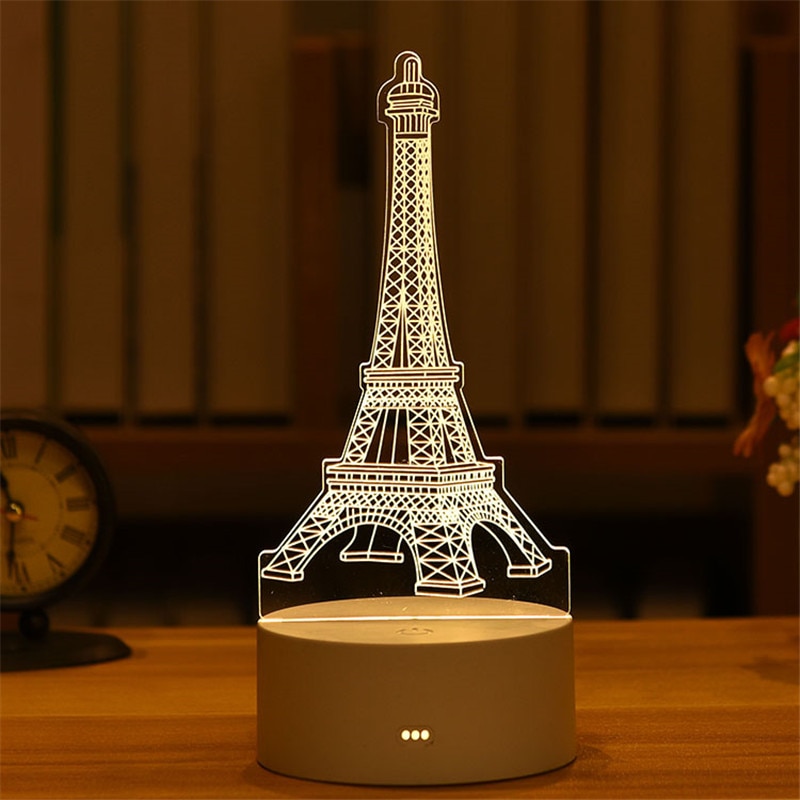 Đèn LED Hình Trái Tim 3D Lãng Mạn Bằng Acrylic Để Bàn Trang Trí