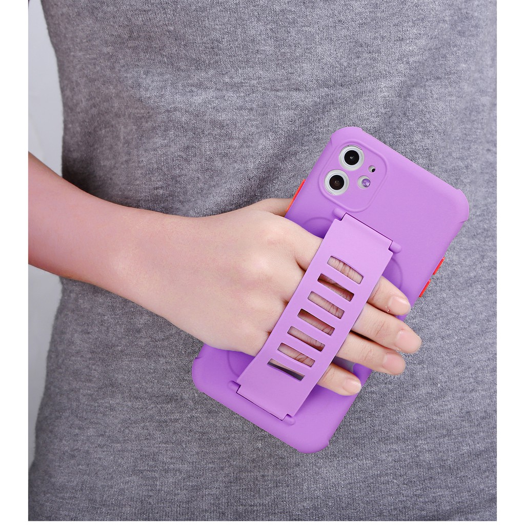 Ốp Điện Thoại Silicon Dẻo Màu Sắc Ngọt Ngào Kèm Dây Đeo Tay Tiện Dụng Cho iPhone 11 Pro XS Max SE 2020 6 6s 7 8 Plus X XR