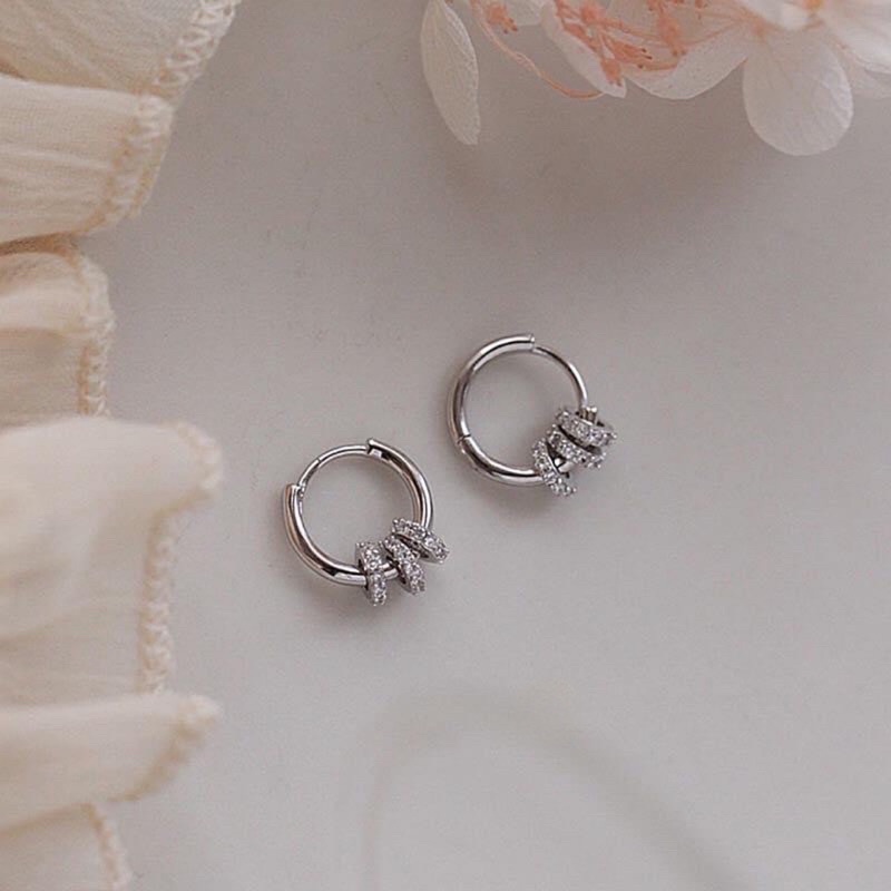 Bông tai mo tròn treo bạc thiết kế nam nữ đều đeo được CÁ Tính ĐỘc ĐÁO, Mainomi Shop Bạc Xinh