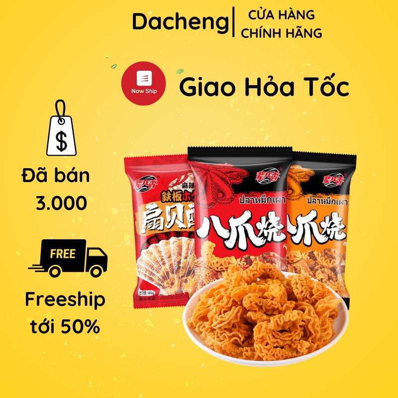 Snack hải sản mực cay Thái Lan thơm ngon ăn liền 1 gói 46g đồ ăn vặt Sài Gòn vừa ngon vừa rẻ | Dacheng Food