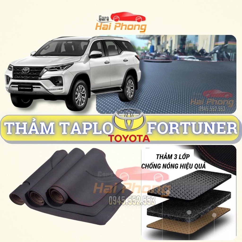 Thảm taplo Toyota Fortuner 2017 - 2022 dập vân Cacbon cao cấp, chống nóng ô tô hiệu quả