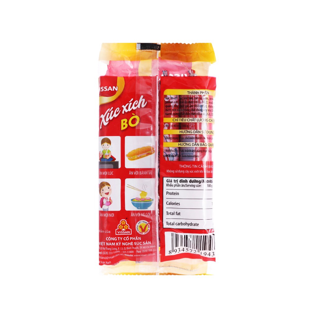 Xúc Xích Vissan Ăn Liền/ Xúc Xích Tiệt Trùng Heo - Bò 160g