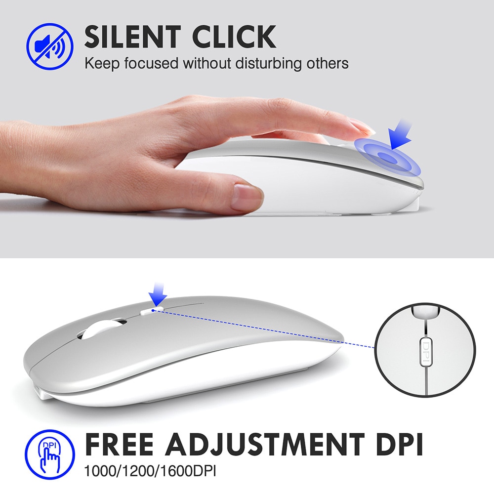 【Ready Stock】COD Inphic Chuột Không Dây Máy Tính Bluetooth Im Lặng Mause Sạc Ergonomic Mouse 2.4Ghz USB Chuột Quang Cho Macbook laptop